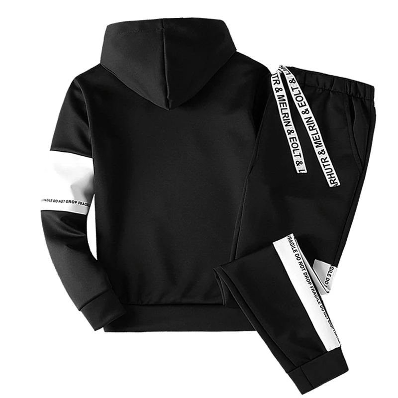 Весенний повседневный мужской спортивный костюм прямой из 2 предметов набор для