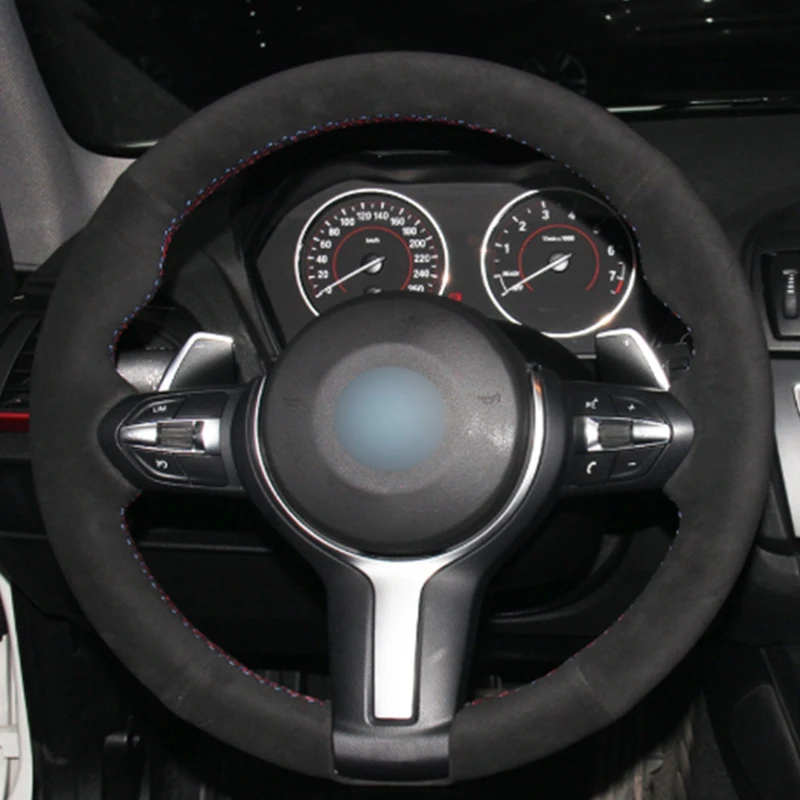 Ручной работы черная замша крышка рулевого колеса для Bmw F87 M2 F80 M3 F82 M4 M5 F12 F13 M6 X5 м F86