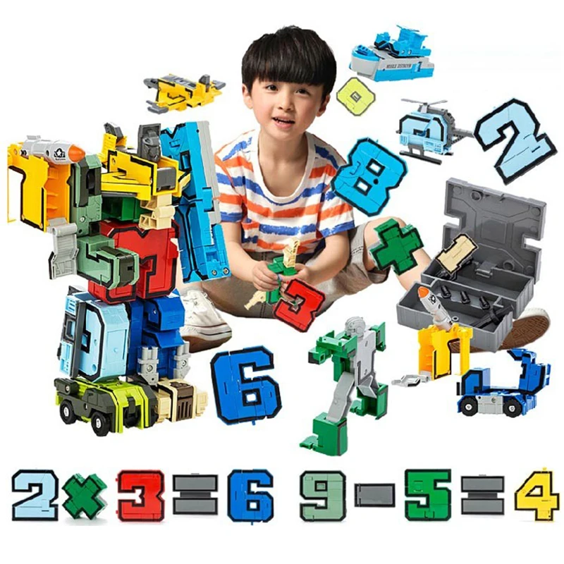 Забавные сборные Обучающие товары дошкольное преобразование цифры роботы