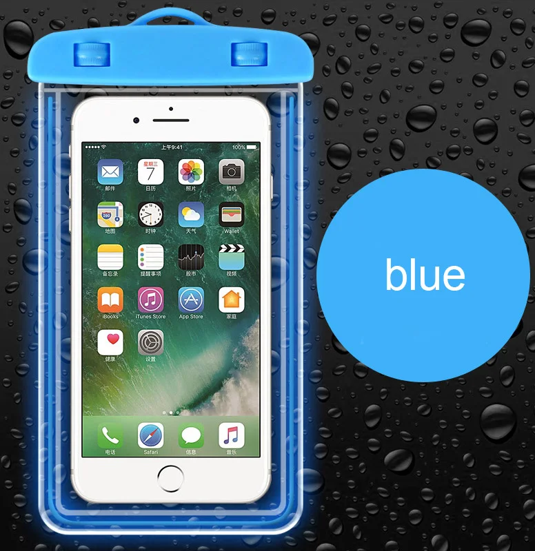 Светящаяся водостойкая подводная сумка чехол для телефона iPhone samsung huawei Xiaomi Redmi универсальный чехол для плавания все модели - Цвет: Синий