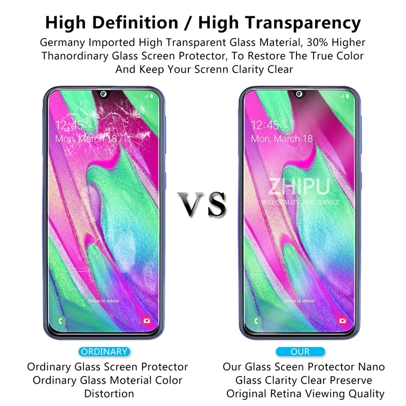 Закаленное стекло для samsung Galaxy A40 защитное 2.5D 9H закаленное SM A405F/DS защитная