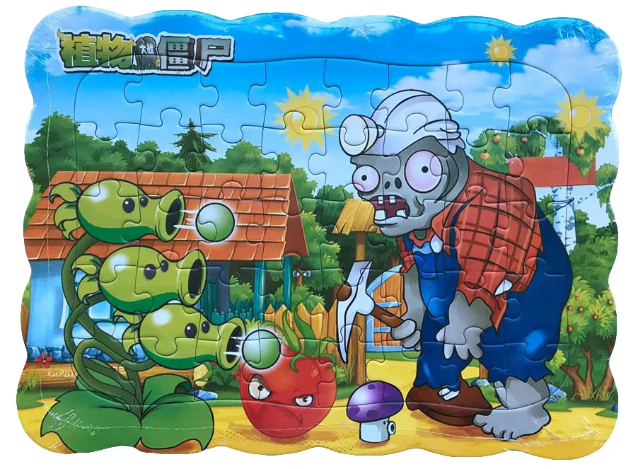 40 шт./компл. мультфильм Пазлы с изображением героев «Plants vs Zombies Растения против Зомби фигурки Горох Семена подсолнуха большая Размеры 28,5 см Бумага головоломка детская игрушка в подарок