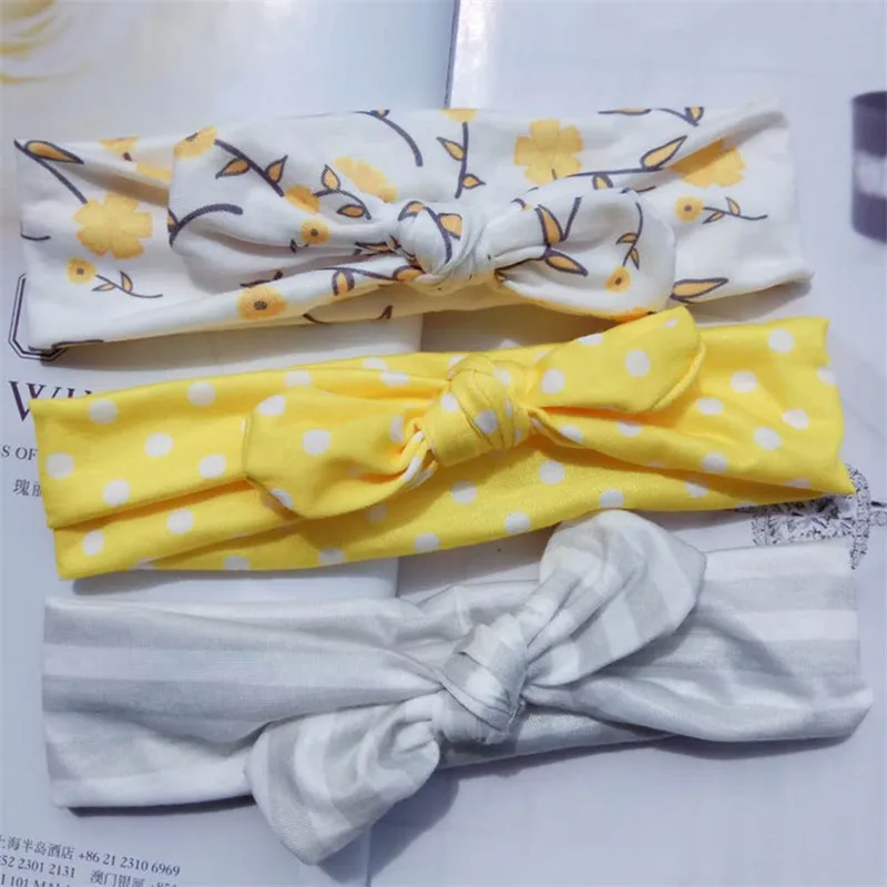 3Pcs Cute Rabbit Ear Baby Headband Neonata Bow Flower Elastic Haarband Girls Headbands Children Turban Hair Accessories Set | Детская
