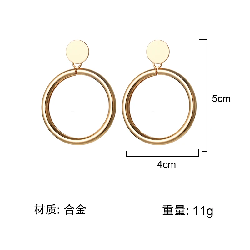 Женские серьги подвески с геометрическим кольцом золотистые в Корейском стиле