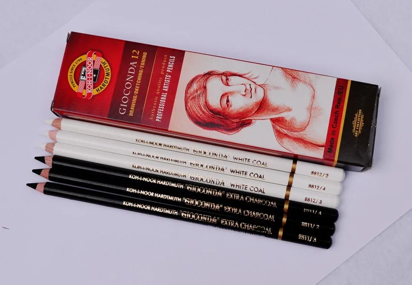 12 шт./компл. KOH-I-NOOR черные и белые Угольные карандаши мягкие средней жесткости художник рисунок для искусства мажоров и студентов