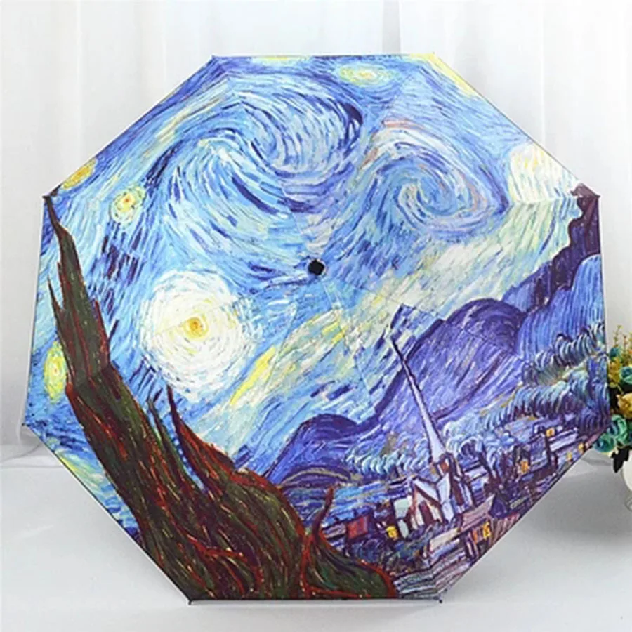 Роскошный зонт от солнца Van Gogh с защитой ультрафиолета складной волшебный