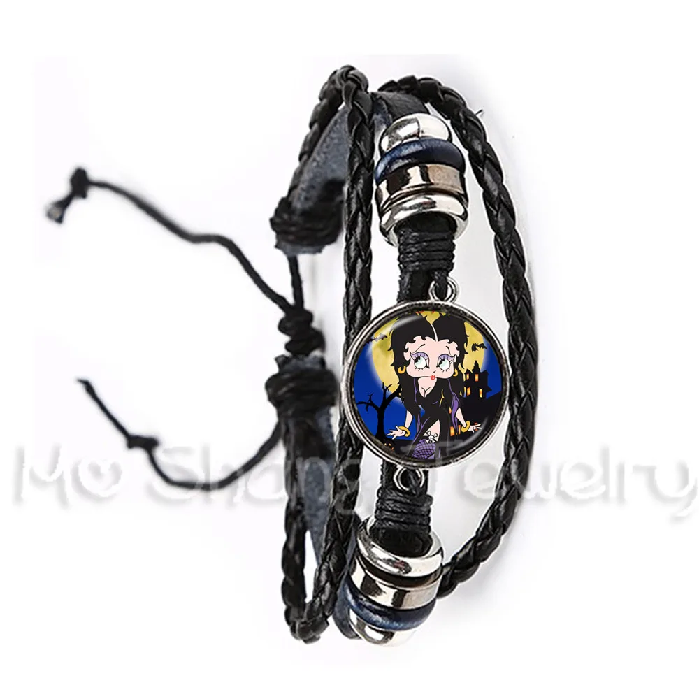 20 мм круглый стеклянный кабошон Бетти боп регулируемый кожаный браслет для