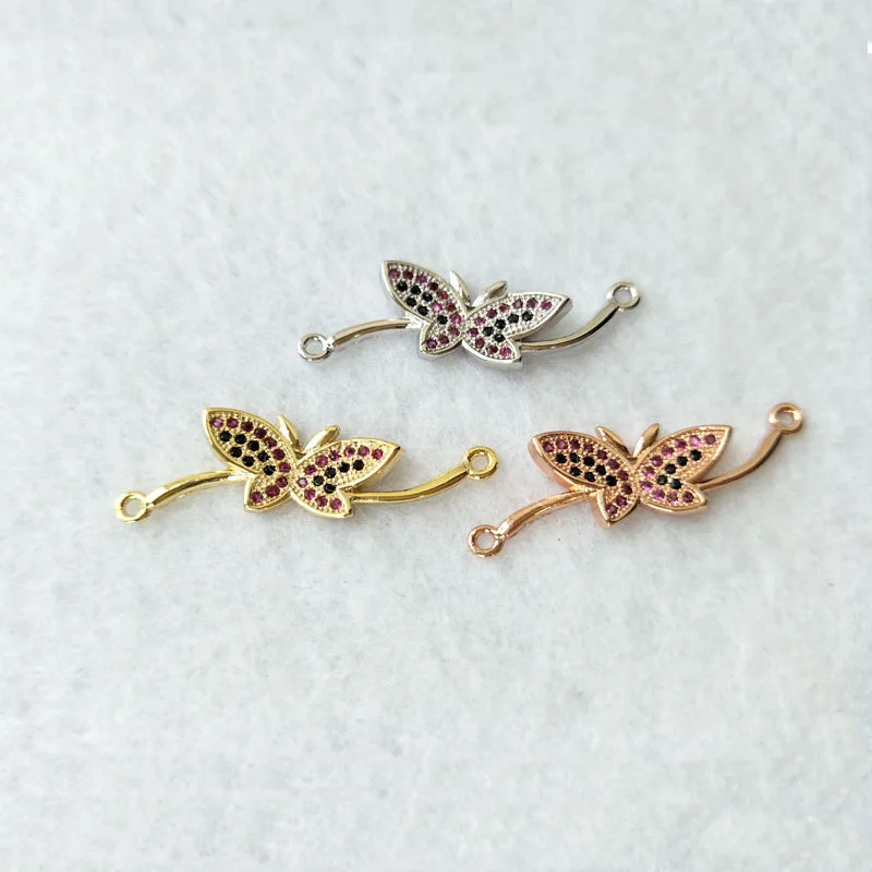 

10 Pieces CZ zircon Micro Pave butterfly Connector,Double Bails Beads Charm,for DIY Bracelets Jewelry Finding CT312