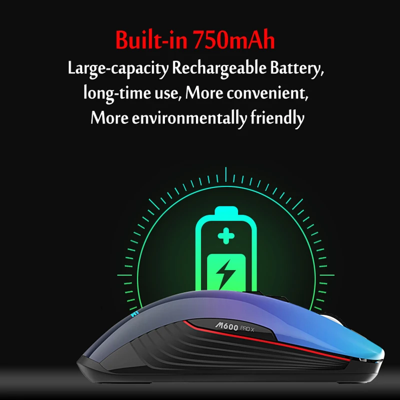 M600 pro перезаряжаемая Беспроводная игровая мышь, оптическая светодиодный компьютерная мышь 2,4 ГГц с usb-приемником, бесшумный щелчок, 4 dpi, 8 кнопок