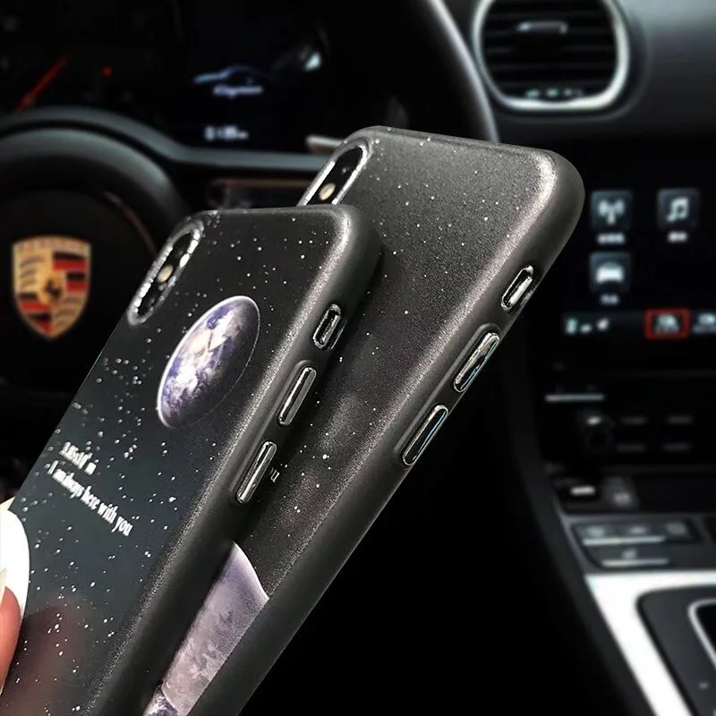Netarlier Good Case For iPhone X &quotI am always here with you&quot The Earth And moon Couple Phone Cases Silicon Soft Back Cover |