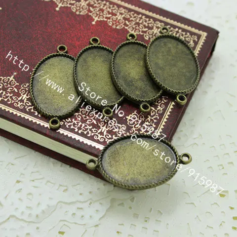 

Sweet Bell 20pcs oval Cabochon Settings Jewelry Connectors 18*25mm Antique Bronze Jewelry Blanks Fit Diy Jewelry Making 6C1032