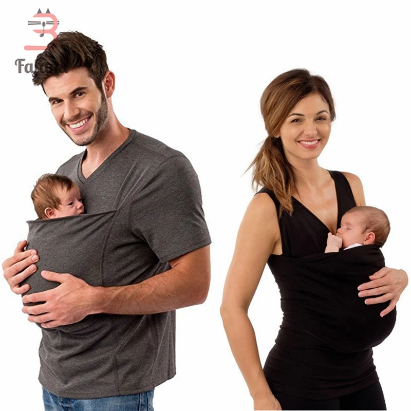 Breastfeeding Clothes Maternity Multifunctional Kangaroo Tank Top Dad T shirt Nursing lactation Feed Clothes For Pregnant Women