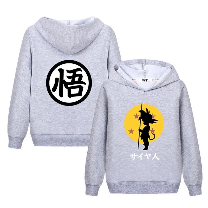Супер мультфильм Dragon Ball толстовка с капюшоном для мальчиков и девочек Гоку шаблон свитер Новые повседневные детские топы хлопок осенняя одежда Детский свитер