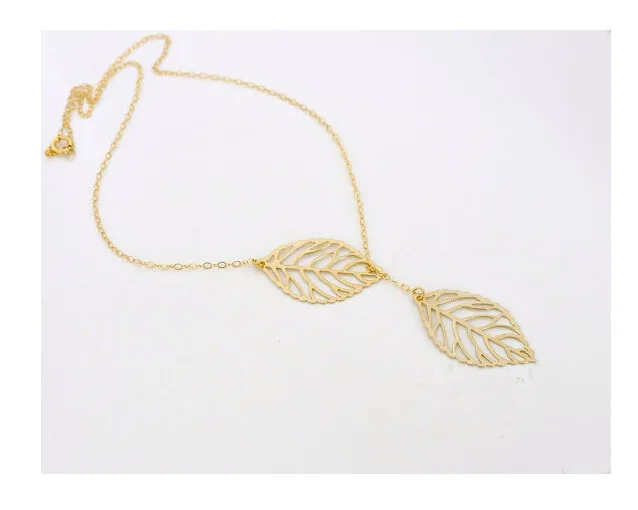 Оптовая продажа Love два листья кулон ожерелье-цепочка для женщин Bijoux (украшения