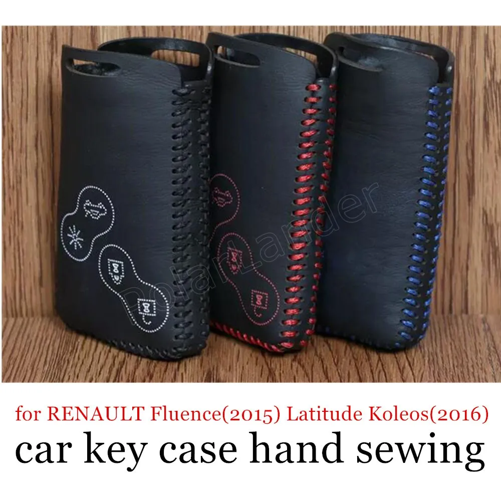 Только красный кожаный чехол для автомобильных ключей ручной шитья RENAULT Fluence(2015)