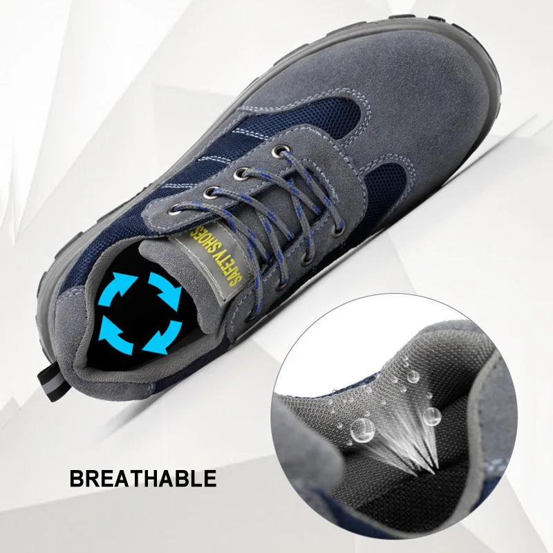 Мужские ботинки со стальным носком безопасные рабочие дышащие армейские