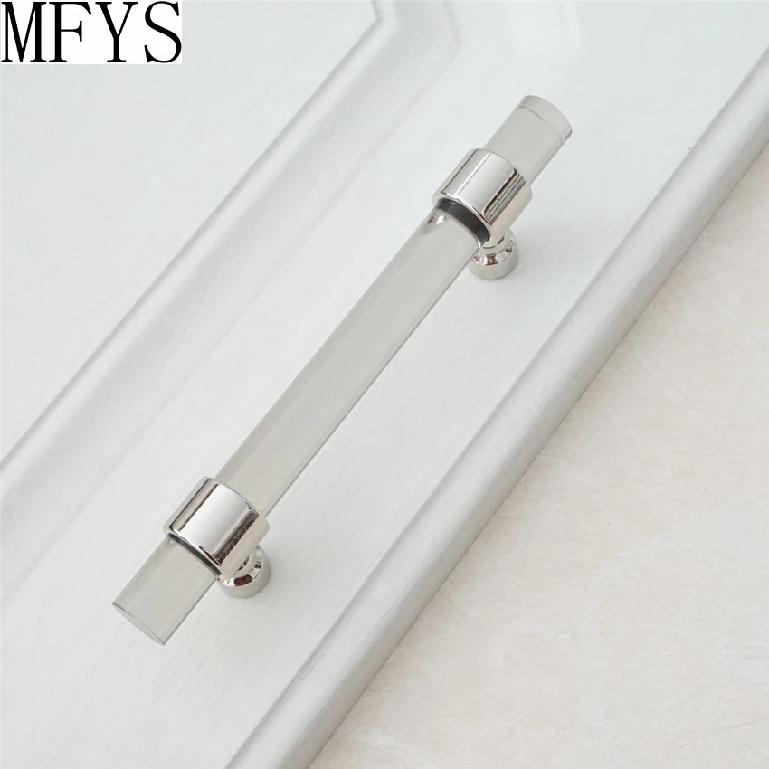 3,7" 5" 6," ручка для ящика, акриловая, дымовая, люцитовая, серебристая, для комода, тянет ручки для кухонного шкафа, дверная ручка, ручка для ручки 96 128 160 мм