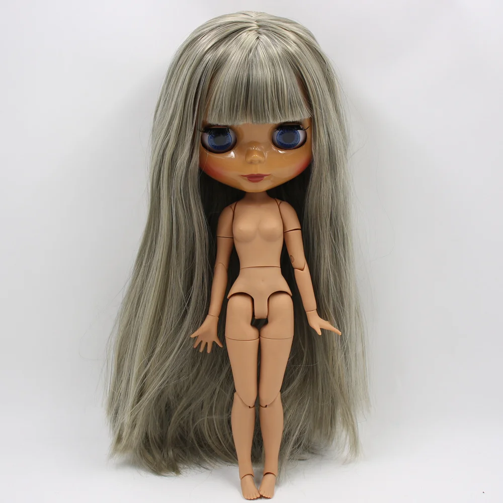 

ICY DBS Blyth doll No.280BL538/9016 Grey mix Blonde hair JOINT body Chocolate skin 1/6 BJD anime ob24