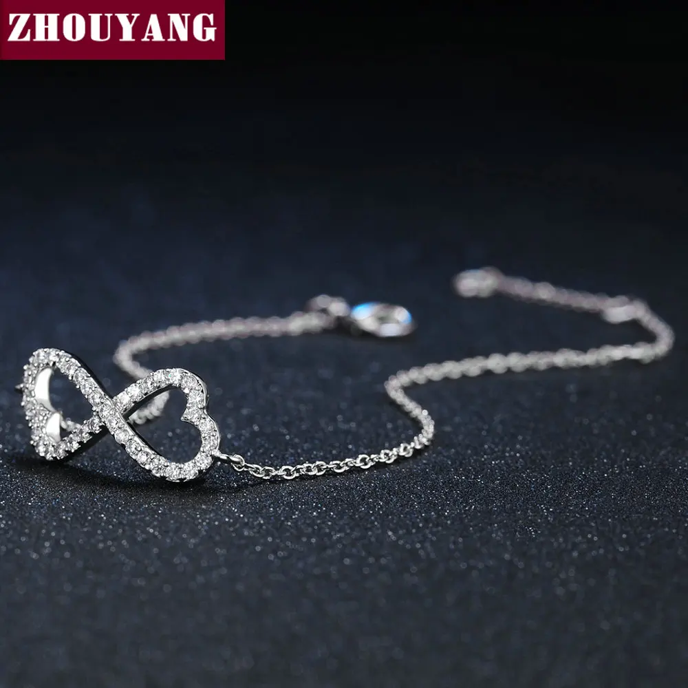 ZHOUYANG серебряный браслет с бантом и кристаллами, модные ювелирные изделия с австрийскими кристаллами для женщин, подарок ZYH105
