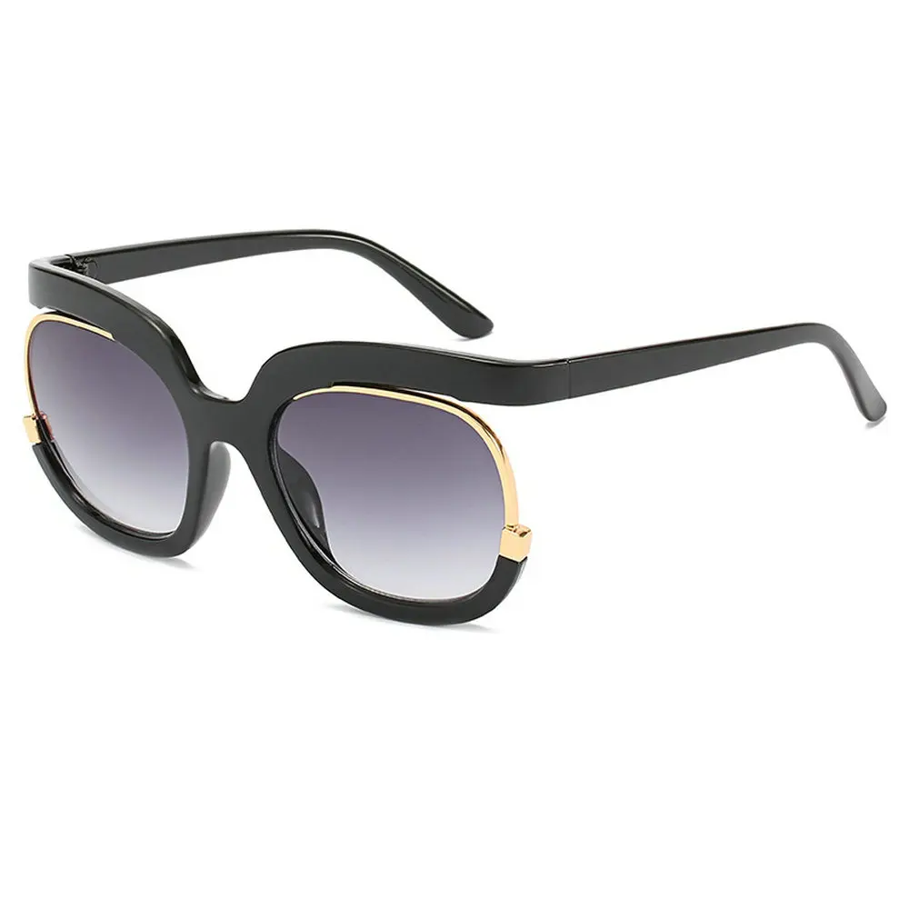 Мужские солнцезащитные очки в круглой оправе MINCL золотистые и черные квадратные