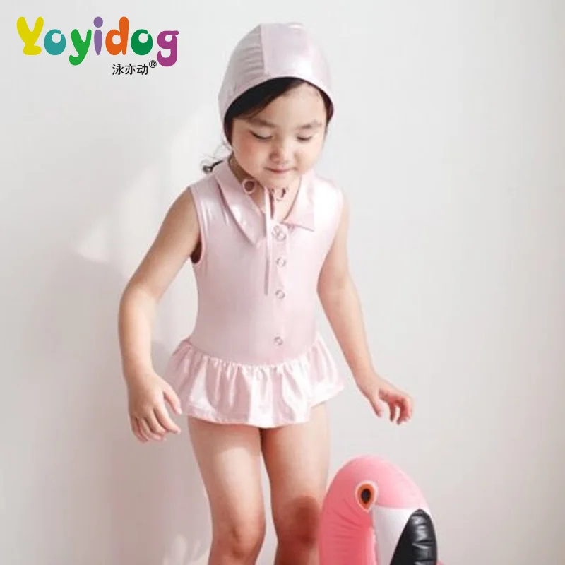 Детский купальник новинка 2018 Цельный для девочек Милая юбка детские купальные