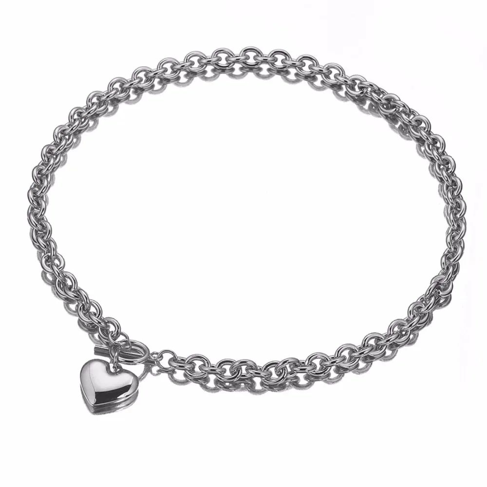 Серебряное Золото Цвет Гладкие сердца для Loveliness женщин 8 мм о звено цепи ожерелье