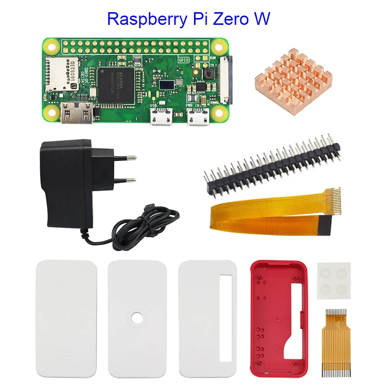 Raspberry Pi Zero Starter Kit W + Официальный чехол 5V 2A Питание адаптер теплоотвод GPIO Header для
