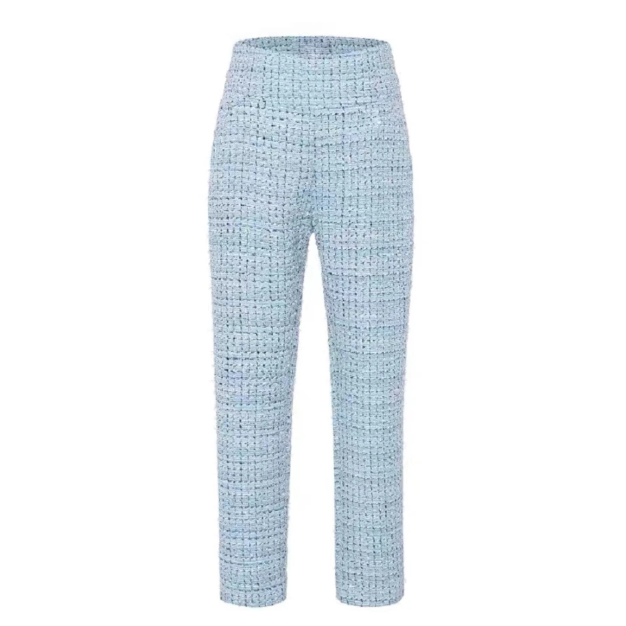 Синий Высокое качество, новинка 2109, модные женские костюмы, Подиумные дизайнерские костюмы, брючный костюм, пиджак+ длинные брюки, комплект с пуговицами, Дамский комплект из двух предметов - Цвет: Синий