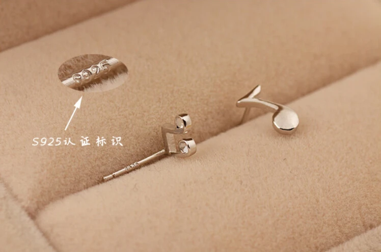 

925 Sterling Silver Earrings For Women Girl Small Music Notes Stud Earrings Sterling-silver-jewelry VES6021