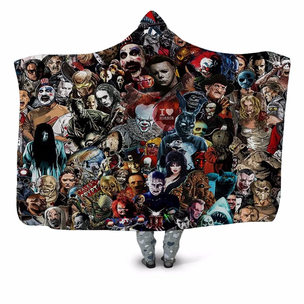 Ужас 3D печатных плюшевые Офис с капюшоном Одеяло способный преодолевать Броды