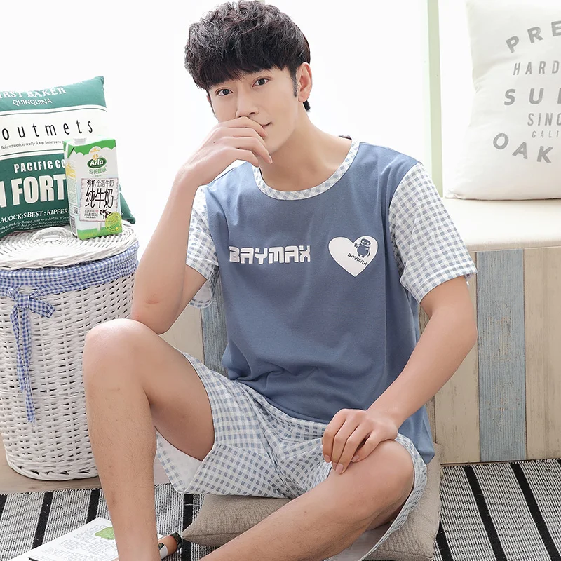 Женские летние Пижамы для девочек хлопок Материал женские короткий рукав пижамы