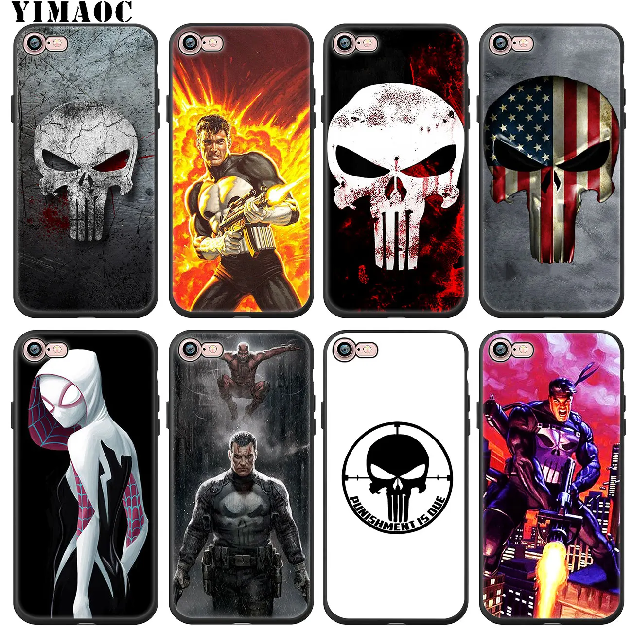 Мягкий силиконовый чехол YIMAOC The Punisher для iPhone 11 Pro XS Max XR X 6 6S 7 8 Plus 5 5S SE 10 из ТПУ с