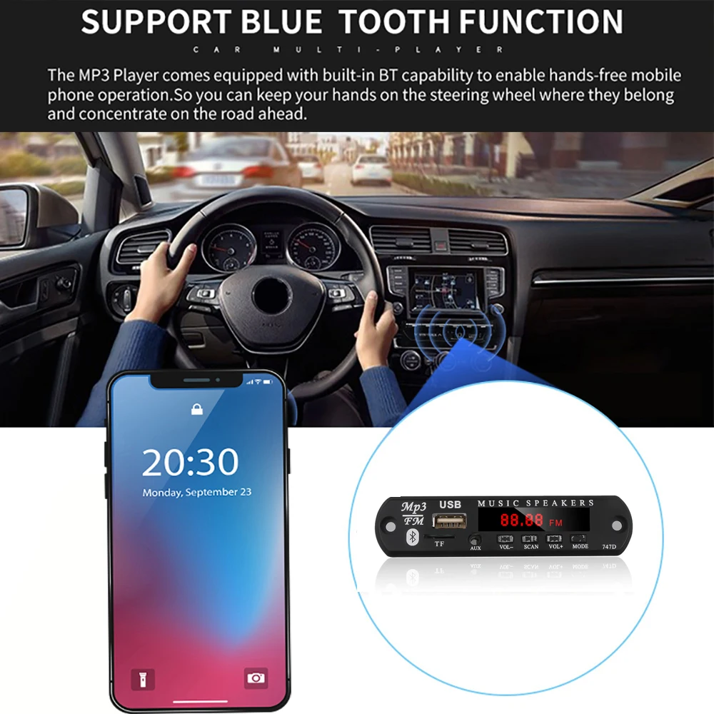 5 V-12 V DIY автомобильного акустического тюнинга Bluetooth Радио MP3 плеер декодер доска Алюминий Чехол коробка с внешняя антенна FM USB TF AUX
