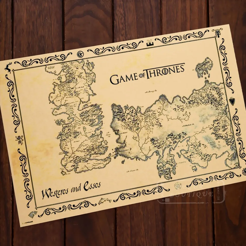 Антикварная карта крафт бумага Игра престолов комиксы Винтаж Классический ретро