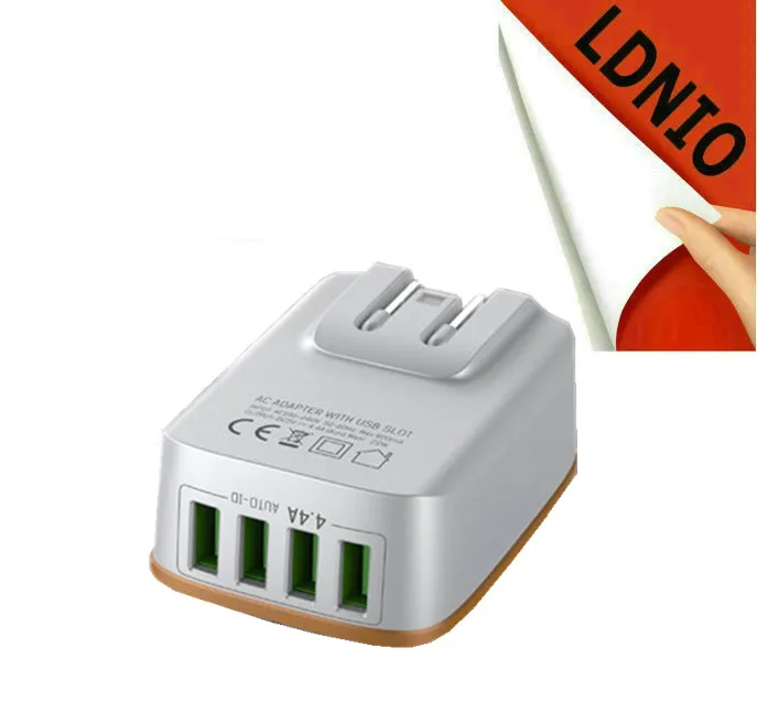 Ультракомпактное дорожное зарядное устройство LDNIO с 4 портами USB складная вилка