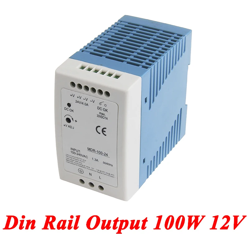 MDR 100 din рейка питания 90 Вт 12 В 7.5A импульсный источник AC 110 В/220 трансформатор в DC ac dc