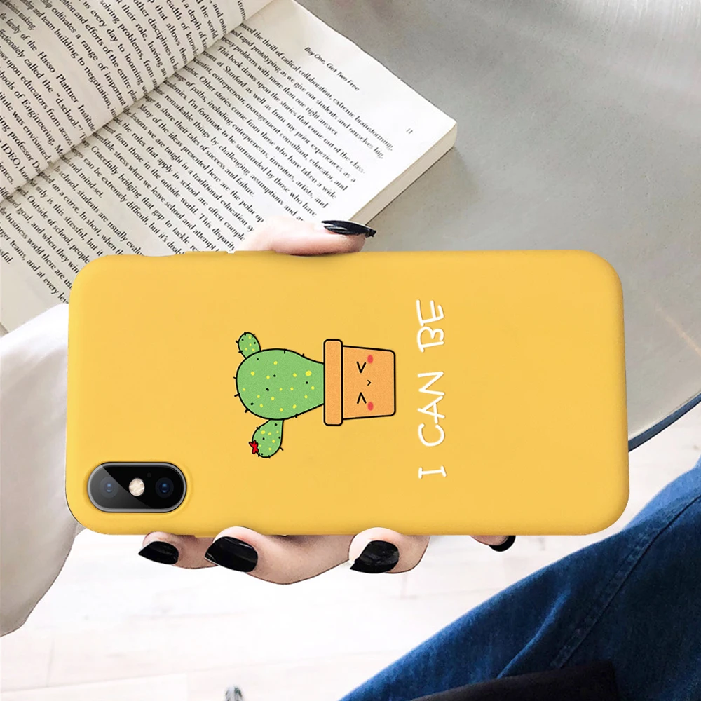Yellow New Cute phone case For iphone 8 7 Funny cases Lovely Carton Animal Plant Soft cover iPhone 6 6S Plus XS Max XR X |