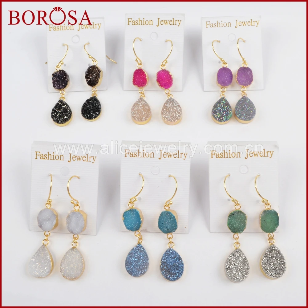BOROSA 5 пар стильные золотые цвета радуги свободной формы и каплевидной титановой