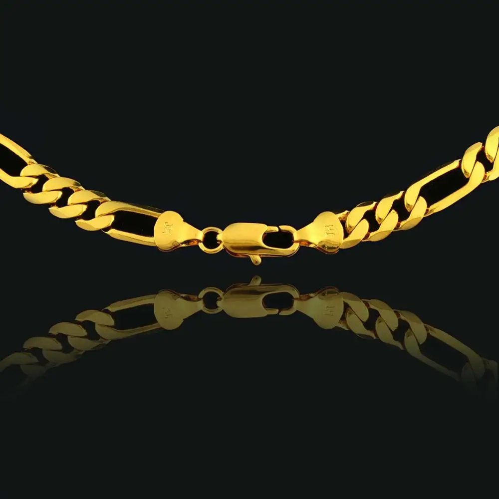 Новинка 2017 четыре размера золотые ожерелья золотого цвета цепочка Фигаро для