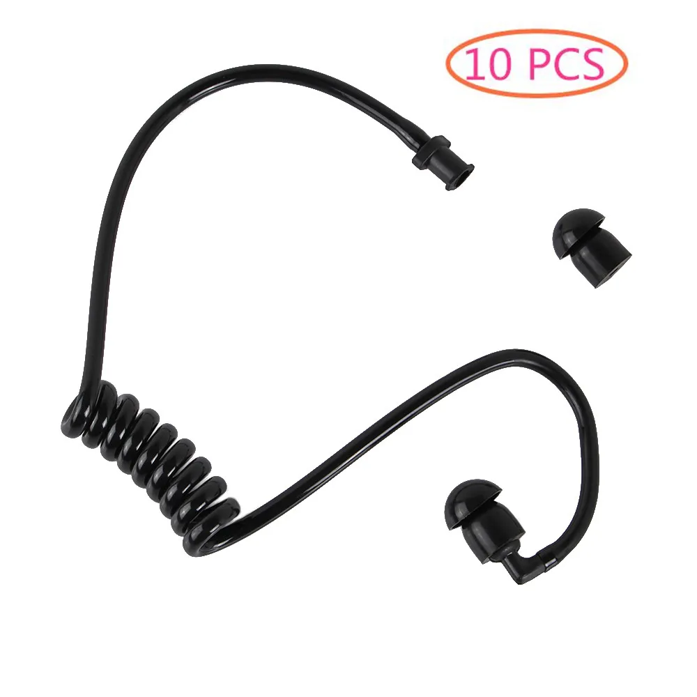 10pcs/lot black detachable air tube with earphones for motorola radio earpiece earpiece replacement black detachable air tube