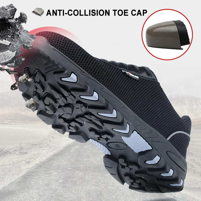 Противопроскальзывающие рабочие ботинки мужские без шнуровки Нескользящая