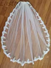Вуаль Mariage 90 см, верхний край декорирован кружевом Короткие Свадебная Фата с расческой один из однослойного фатина, фата Дешевые Свадебные аксессуары Veu de Noiva