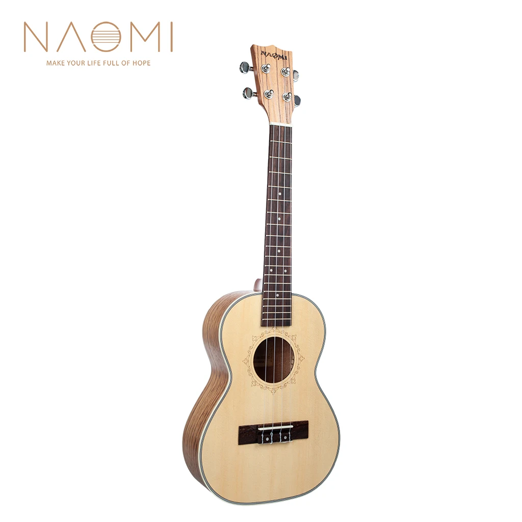 Укулеле NAOMI 26 дюймов твердая ель топ Zebrawood красное дерево укулеле 4 струны