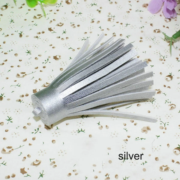 silver 2 шт 60 мм Мини кисточки винтажные Кожаные Замшевые кисточки для телефона для рукоделия ювелирных изделий фурнитура подвески серьги аксессуары - Цвет: silver