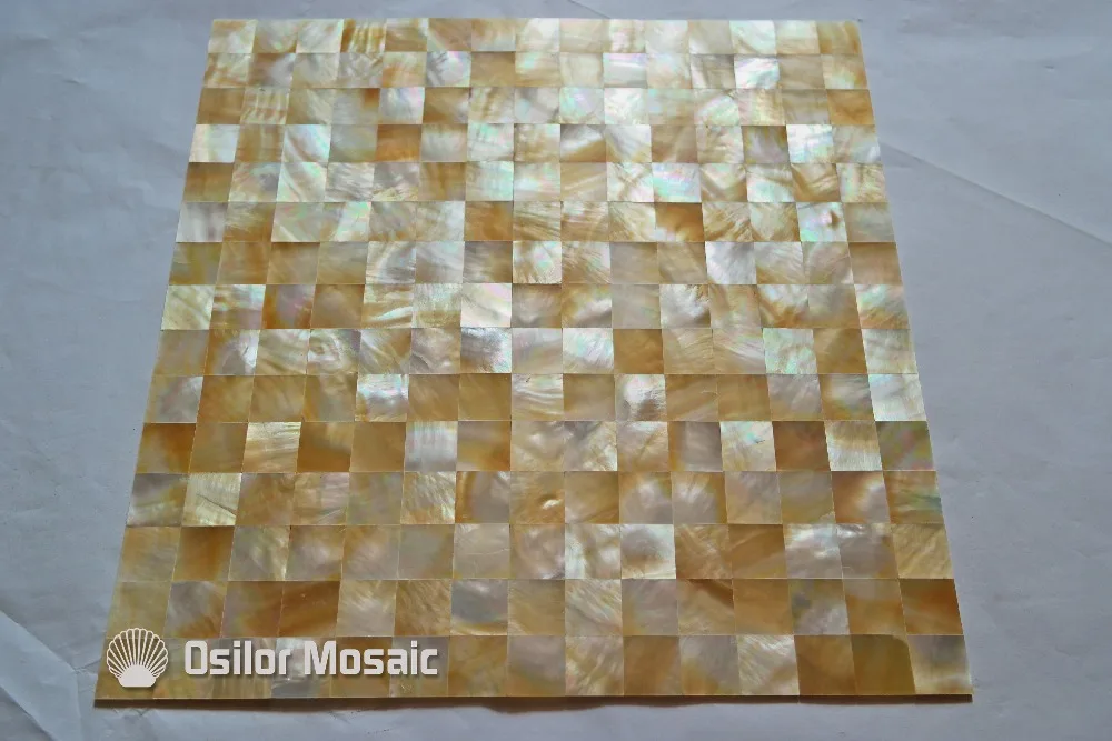 Бесплатная доставка 100% Морская ракушка желтая перламутровая мозаичная плитка