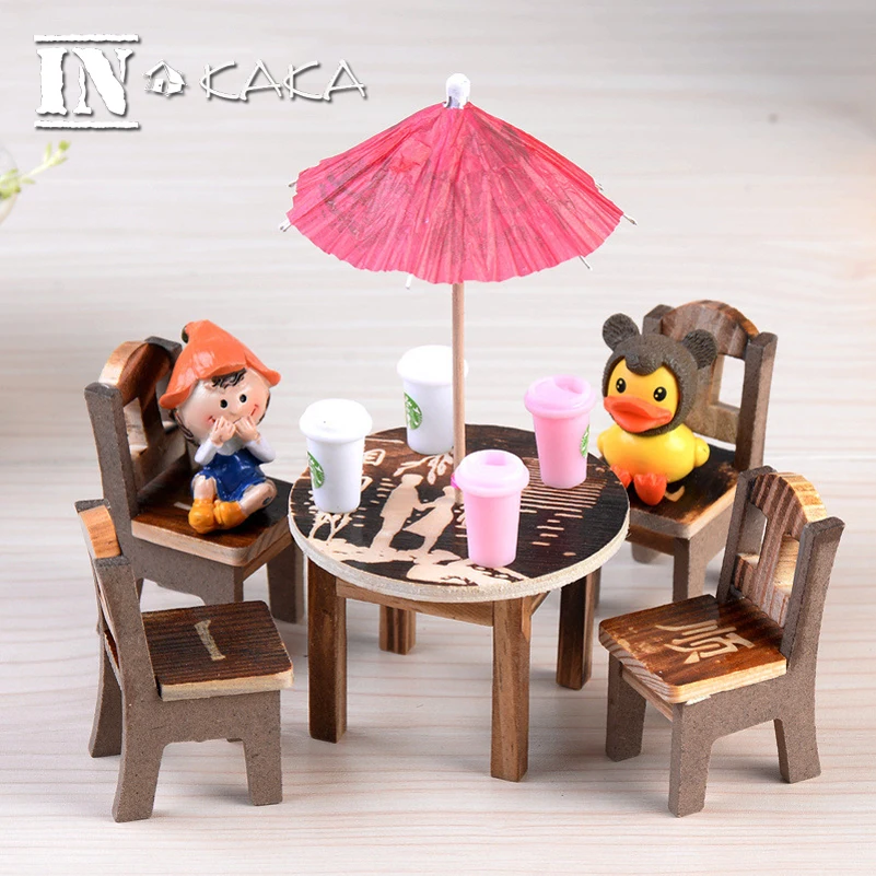 1 стол + 4 стула домашнее миниатюрное украшение мира мебель для кукольного домика