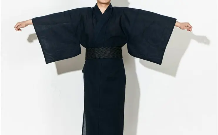 Мужское стильное традиционное японское кимоно, мужской хлопковый Халат Yukata, мужской банный халат, кимоно, одежда для сна с поясом 62503 - Цвет: 8