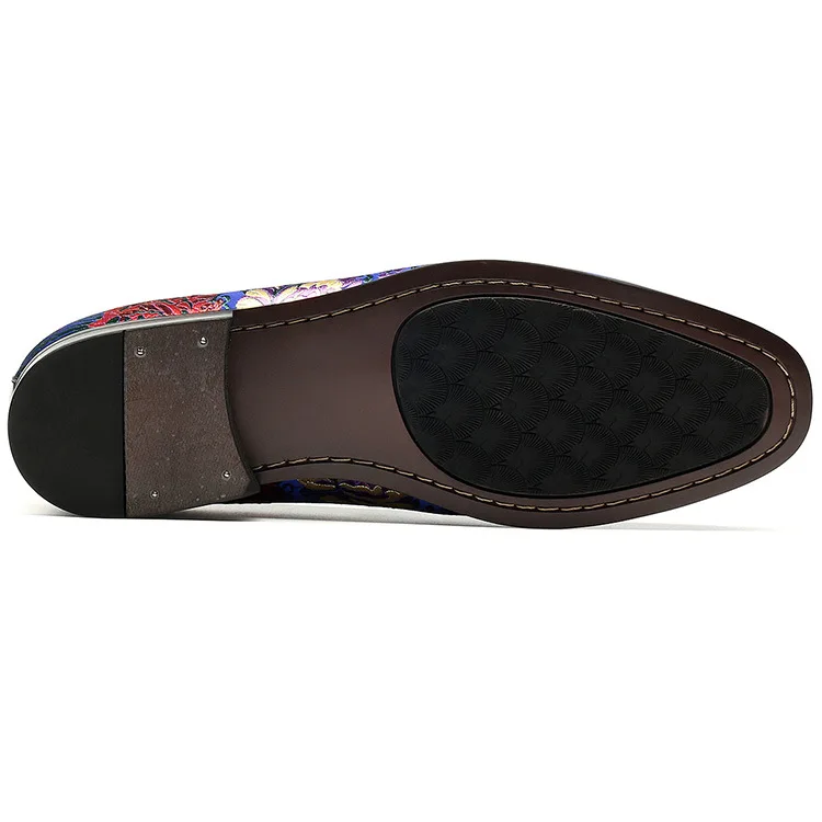 Туфли мужские с цветочной вышивкой модные повседневные лоферы повседневная