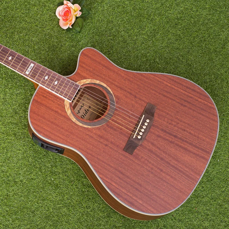 41 дюймов Акустическая народная гитары, музыкальные инструменты с пятью сегмент равновесия EQ гриф из красного дерева Сапеле ra