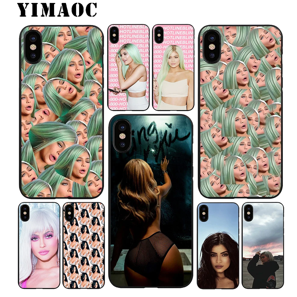 YIMAOC Kylie Jenner Beaty Girl Soft TPU Black Silicone Case for iPhone X or 10 8 7 6 6S Plus 5 5S SE Xr Xs Max |